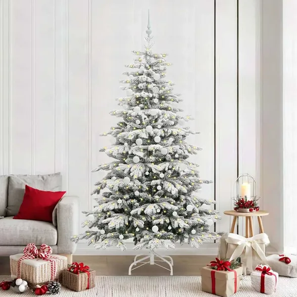 Sapin de Noël Artificiel à Branches Articulées Blanc 210 cm