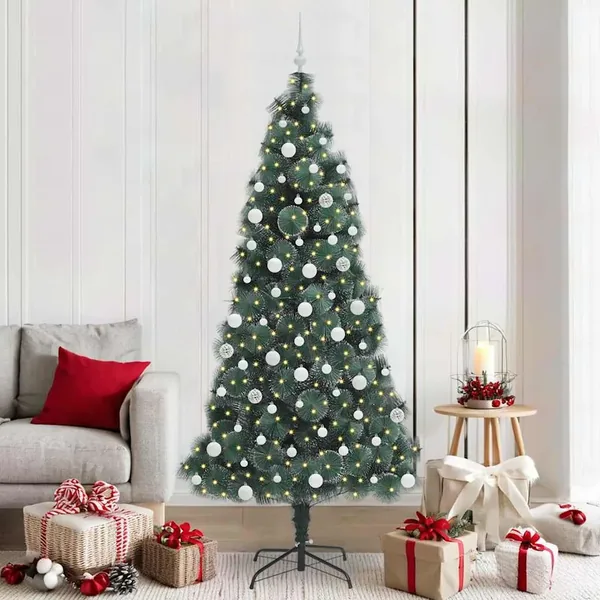 Sapin de Noël artificiel pré-éclairé avec ensemble de boules