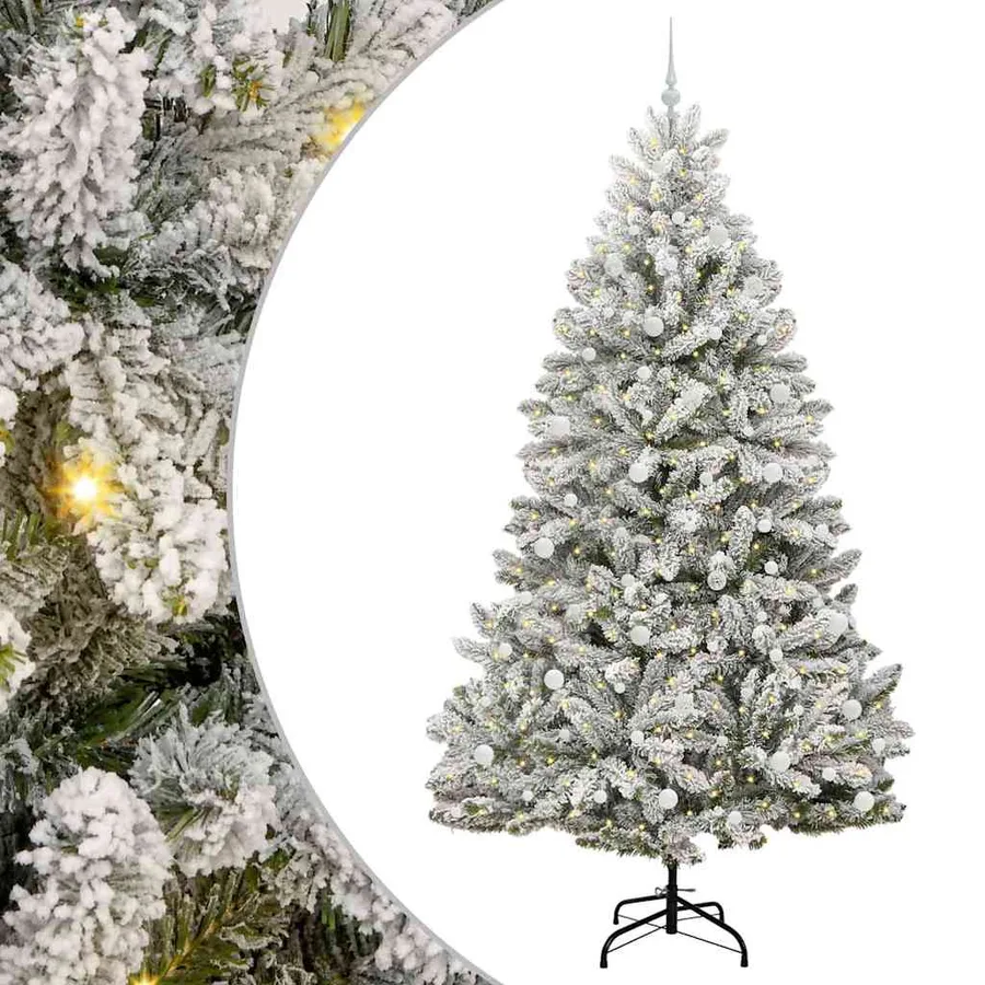 Sapin de Noël artificiel Vert et blanc 240 cm PVC et métal - 2