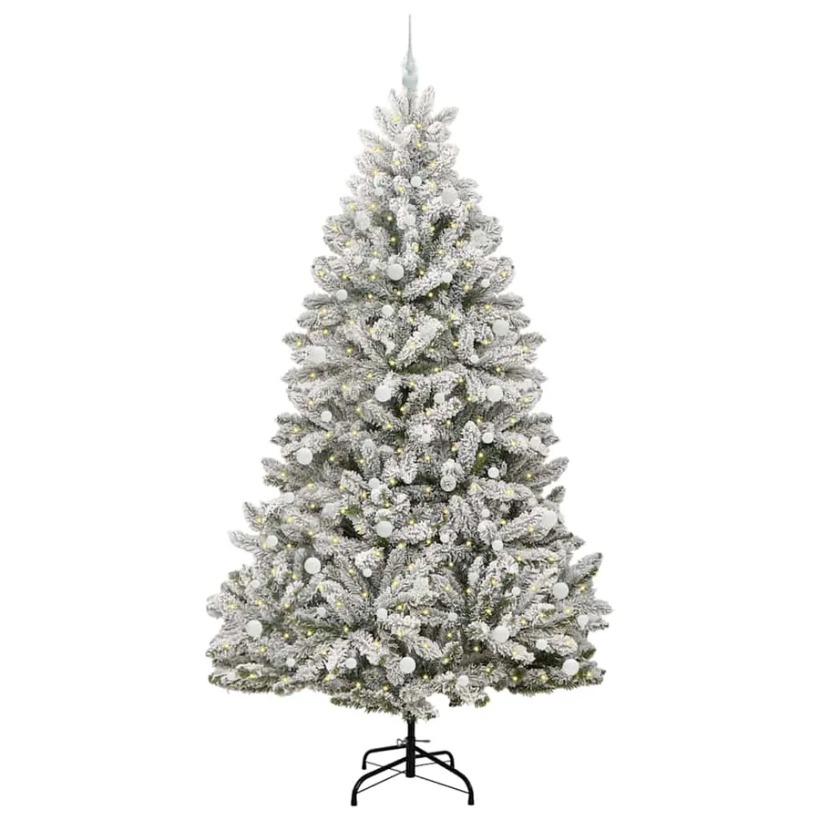 Sapin de Noël artificiel Vert et blanc 240 cm PVC et métal - 3