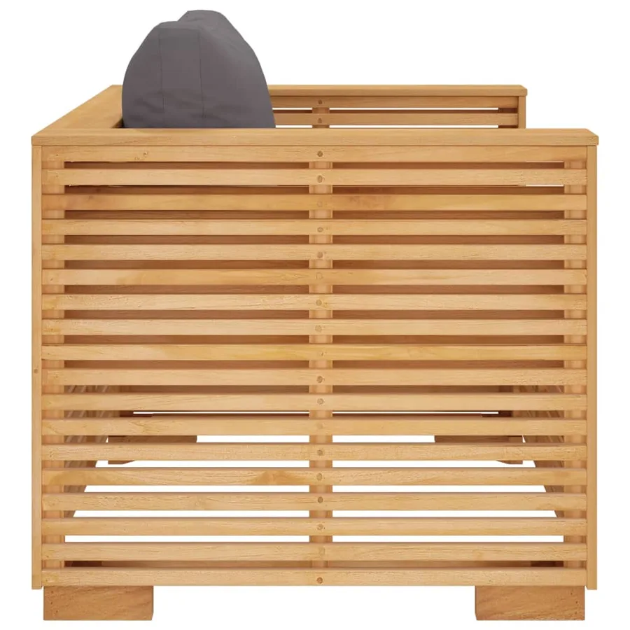 Fauteuil de jardin avec coussins gris foncé Bois de teck massif - 4