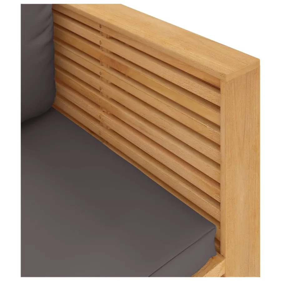 Fauteuil de jardin avec coussins gris foncé Bois de teck massif - 5