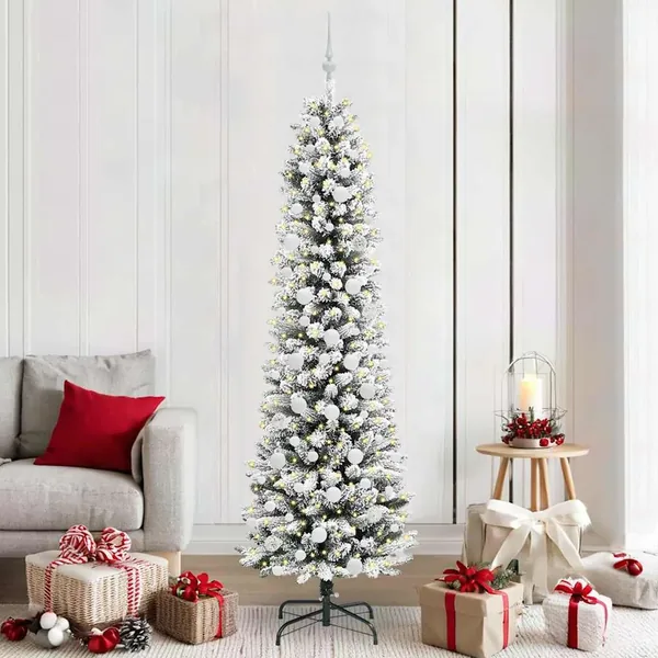 Sapin de Noël artificiel Blanc 210 cm PVC, métal et plastique