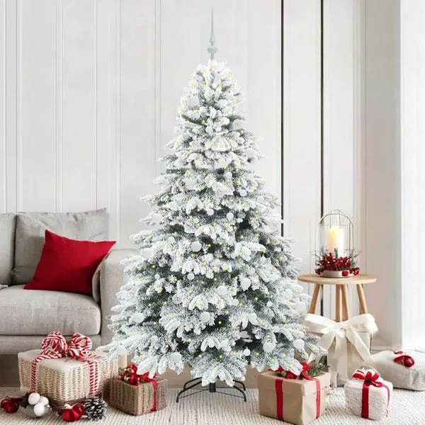 Sapin de Noël artificiel avec 300 LED Blanc 180 cm PE et PVC