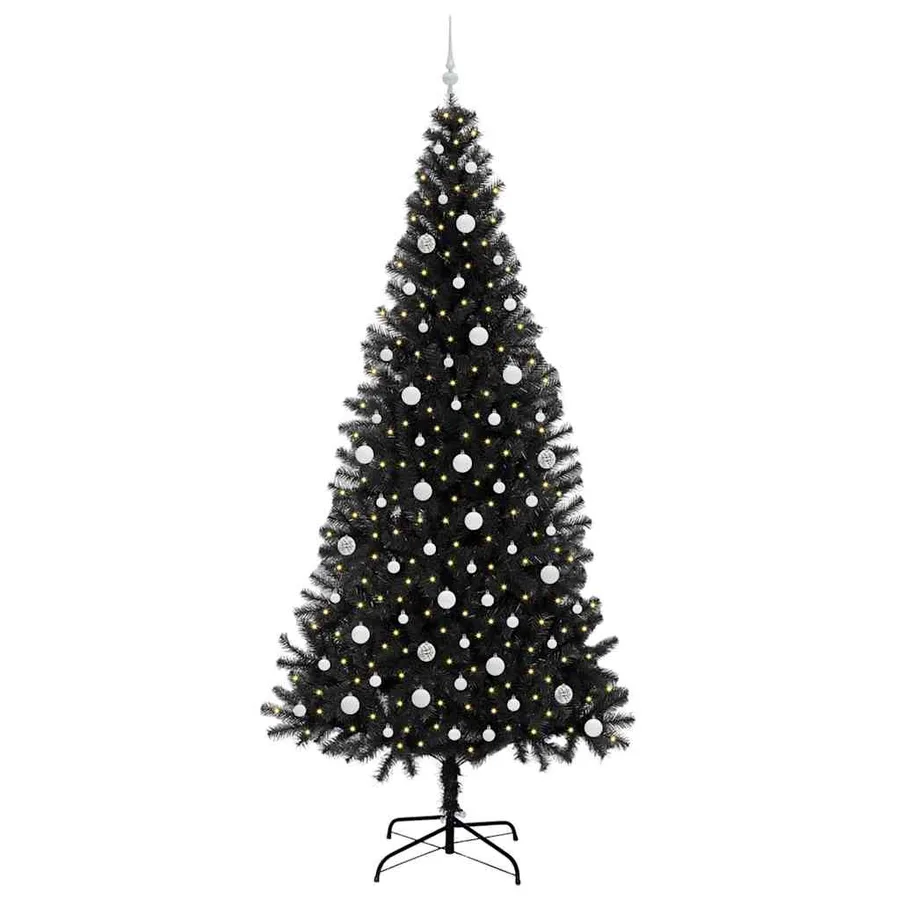 Sapin de Noël avec 300 LED avec support Noir 240 cm PVC - 3