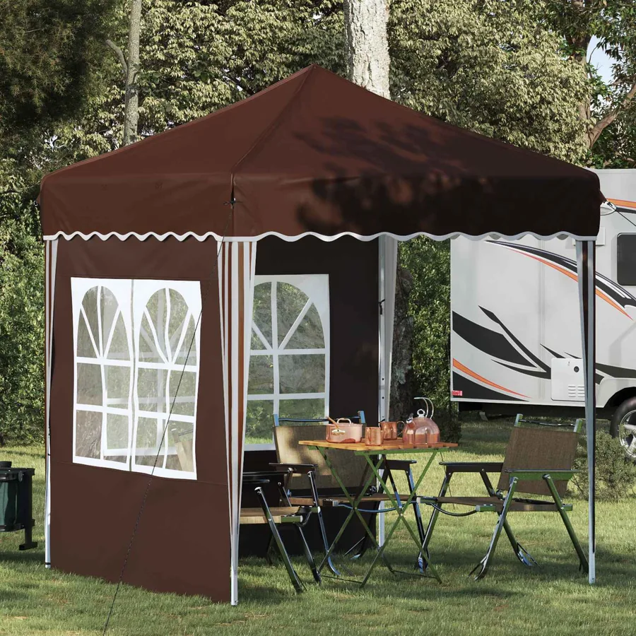 Tente de fête pop-up 195 x 195 x 245 cm Marron Tissu Oxford