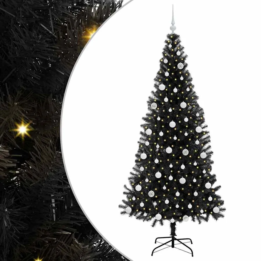 Sapin de Noël avec 300 LED avec support Noir 210 cm PVC - 2