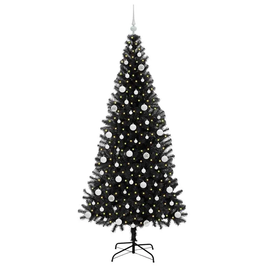 Sapin de Noël avec 300 LED avec support Noir 210 cm PVC - 3