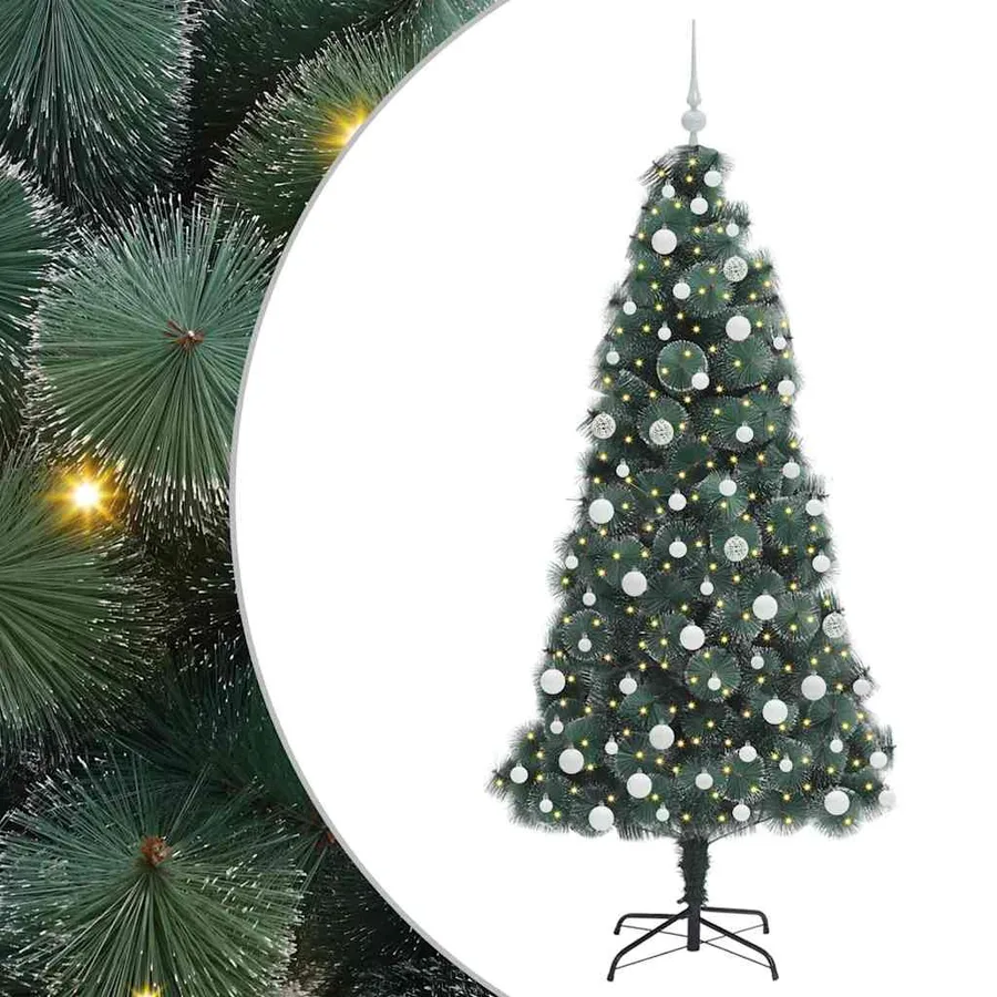 Sapin de Noël artificiel pré-éclairé avec ensemble de boules - 2