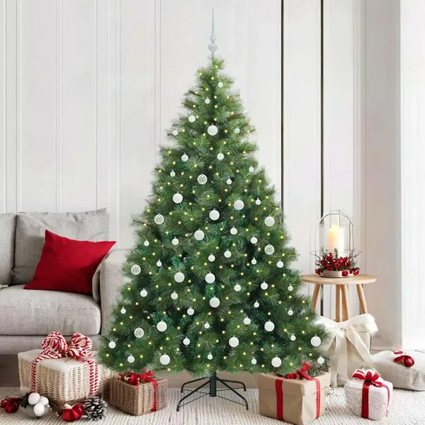 Sapin de Noël artificiel avec 300 LED Vert 180 cm PE et PVC