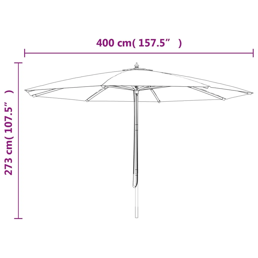 Parasol de jardin avec mât en bois anthracite 400x273 cm - 8