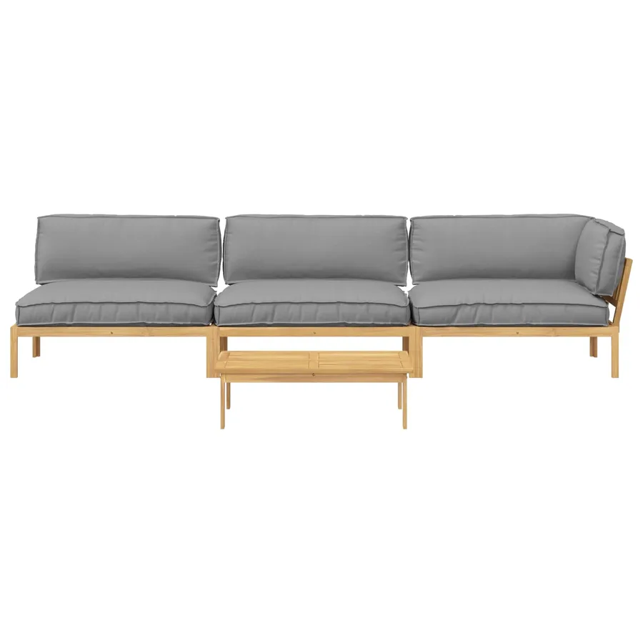 Ensemble de Canapés Uni 4 pcs Gris Bois d'Acacia Massif - 10