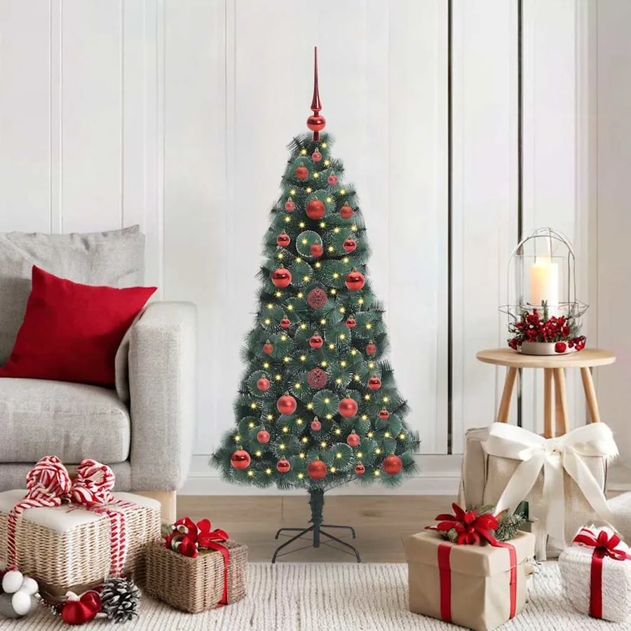 Arbre de Noël artificiel pré-éclairé avec ensemble de boules