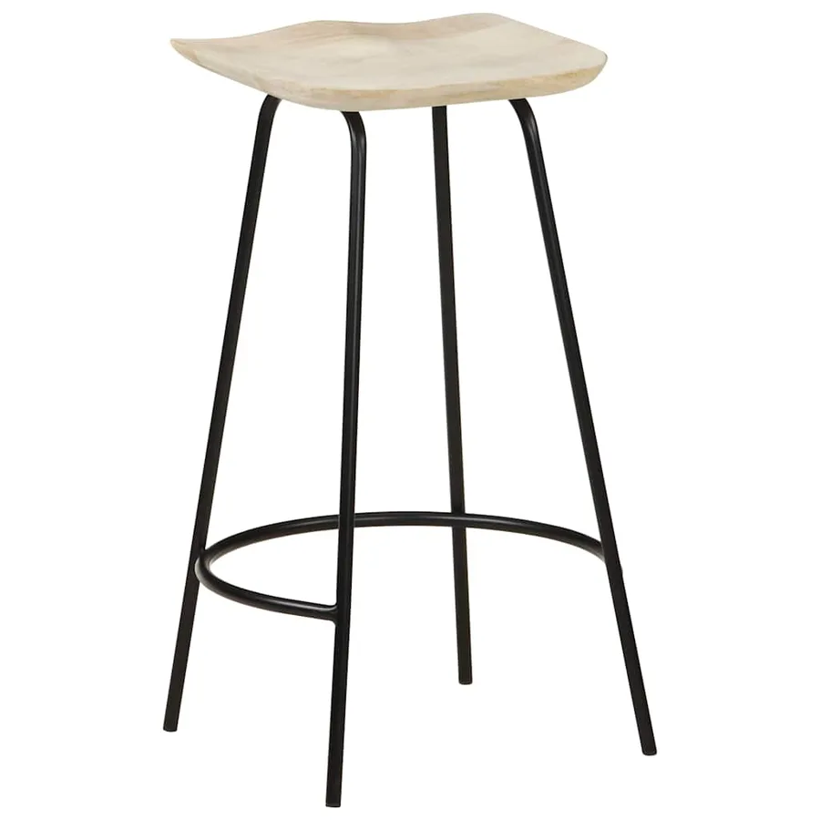 Tabourets de bar lot de 2 bois de manguier massif - 5