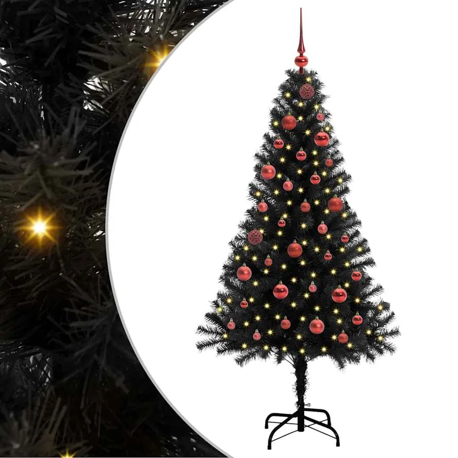 Sapin de Noël avec 150 LED avec support Noir 150 cm PVC - 2