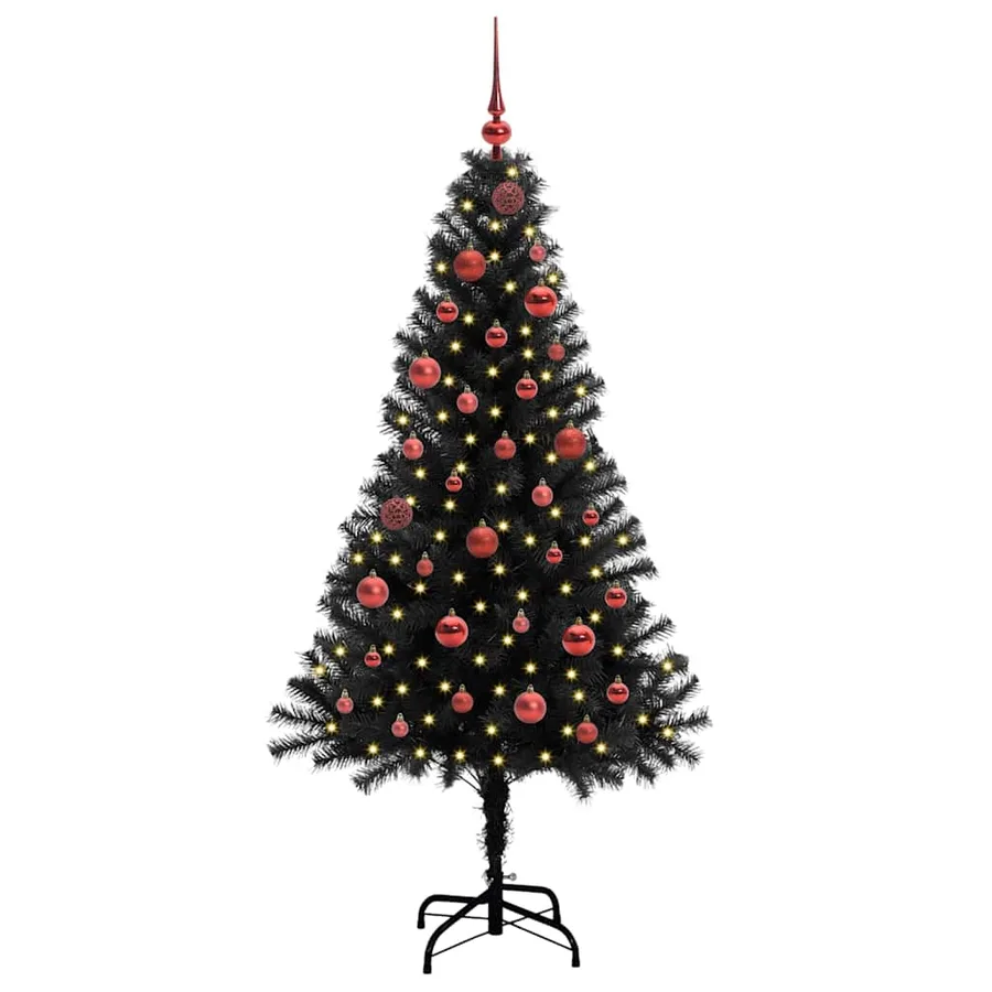 Sapin de Noël avec 150 LED avec support Noir 150 cm PVC - 3