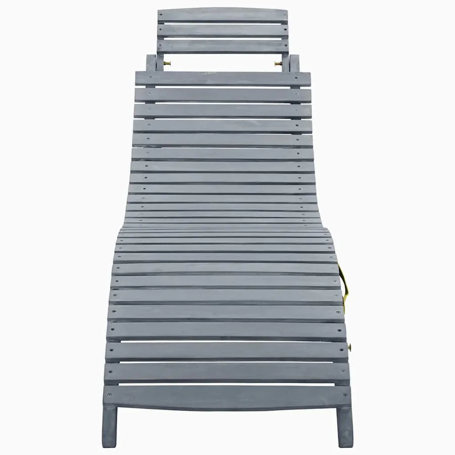 Chaise longue Délavage gris Bois d'acacia solide - 2