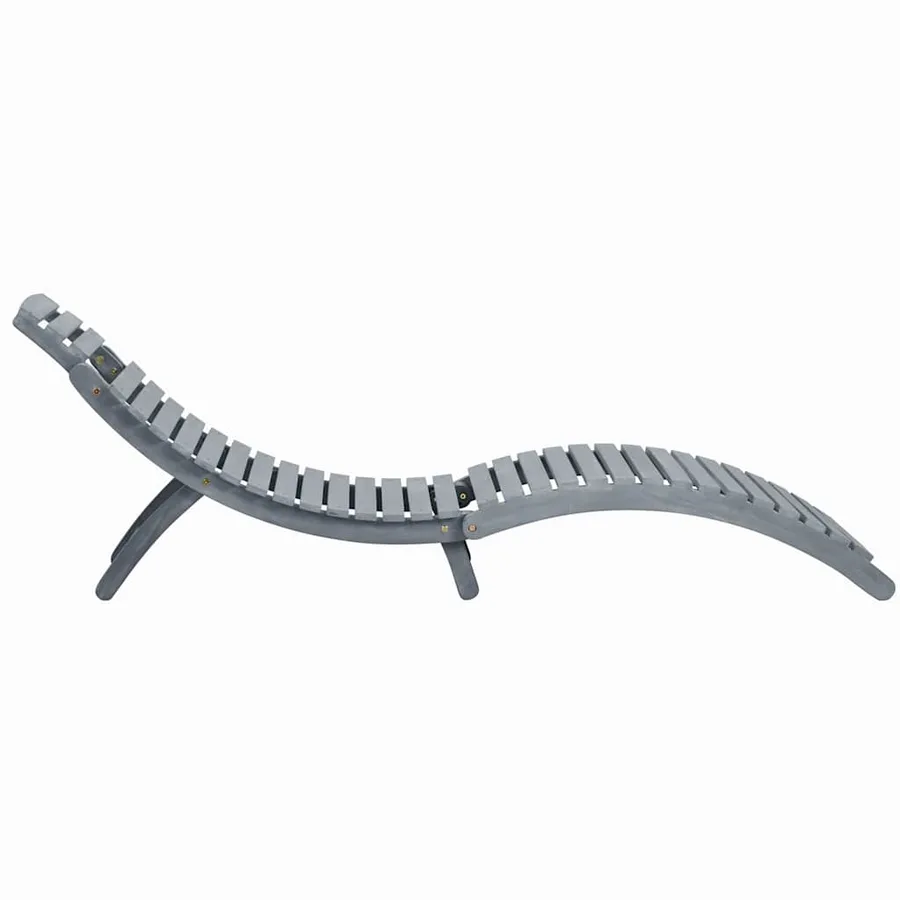 Chaise longue Délavage gris Bois d'acacia solide - 3