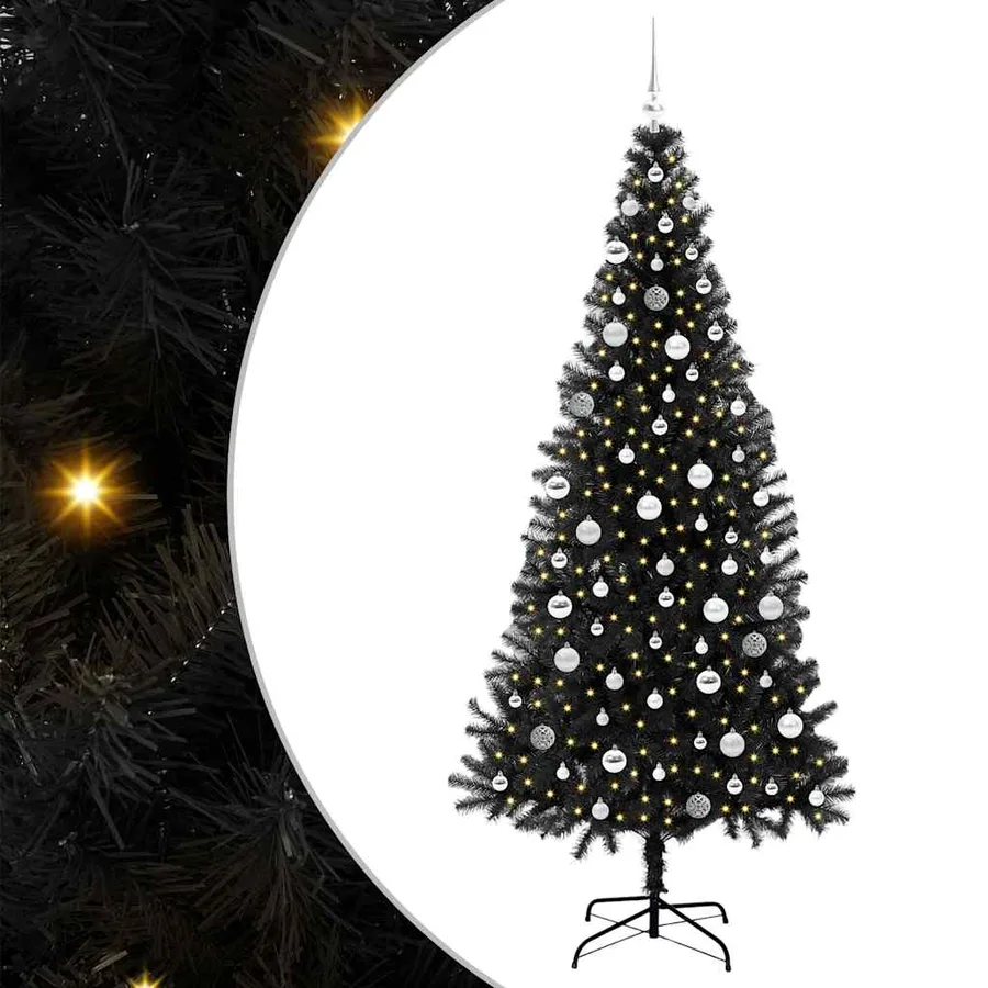 Sapin de Noël avec 300 LED avec support Noir 210 cm PVC - 2