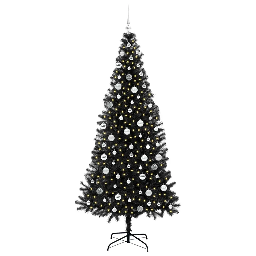 Sapin de Noël avec 300 LED avec support Noir 210 cm PVC - 5