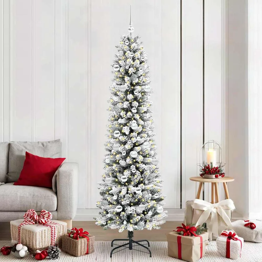 Sapin de Noël artificiel Blanc 210 cm PVC, métal et plastique