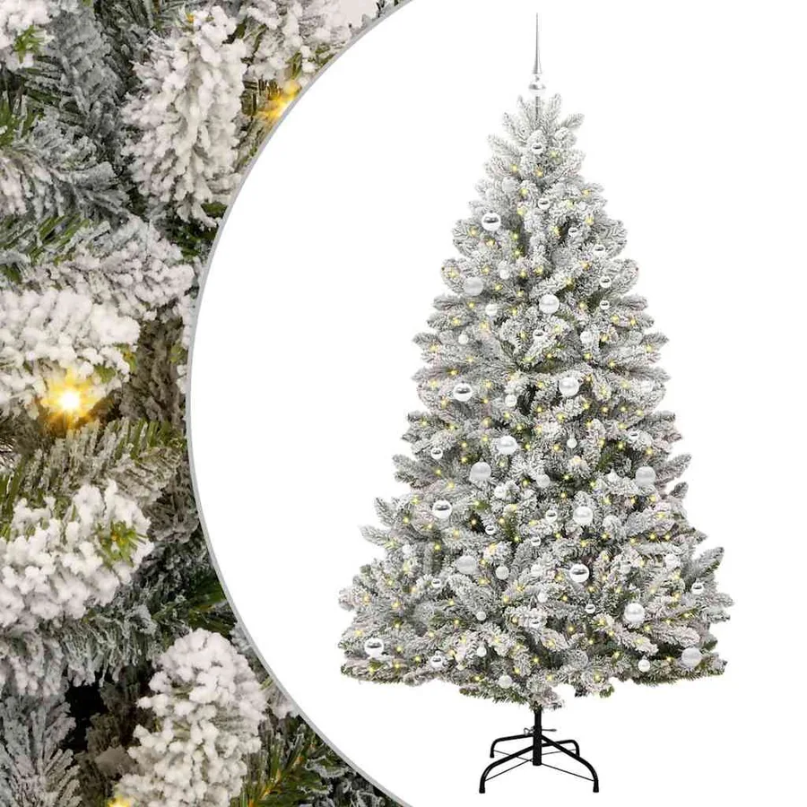 Sapin de Noël artificiel Vert et blanc 210 cm PVC et métal - 2