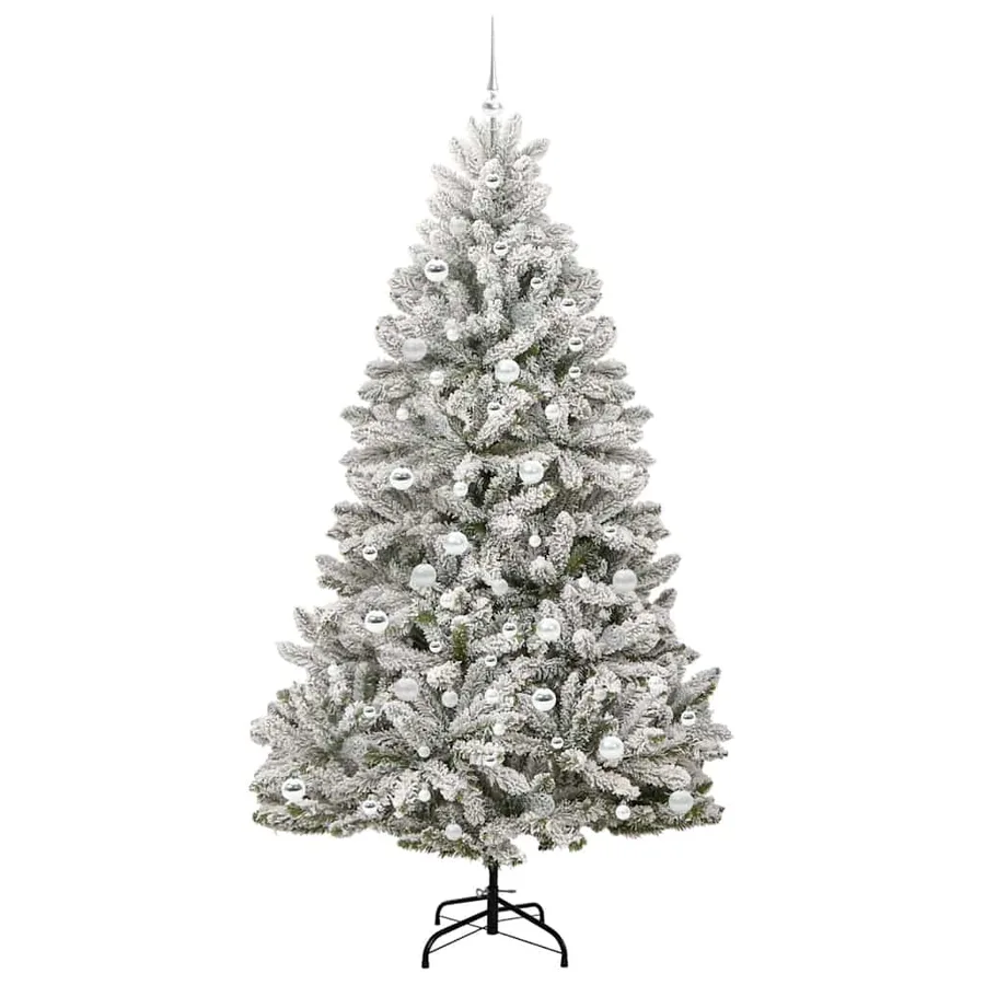 Sapin de Noël artificiel Vert et blanc 210 cm PVC et métal - 4