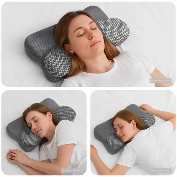 Coussin cervical Gris Mousse à mémoire de forme 58 x 36 x 13 cm