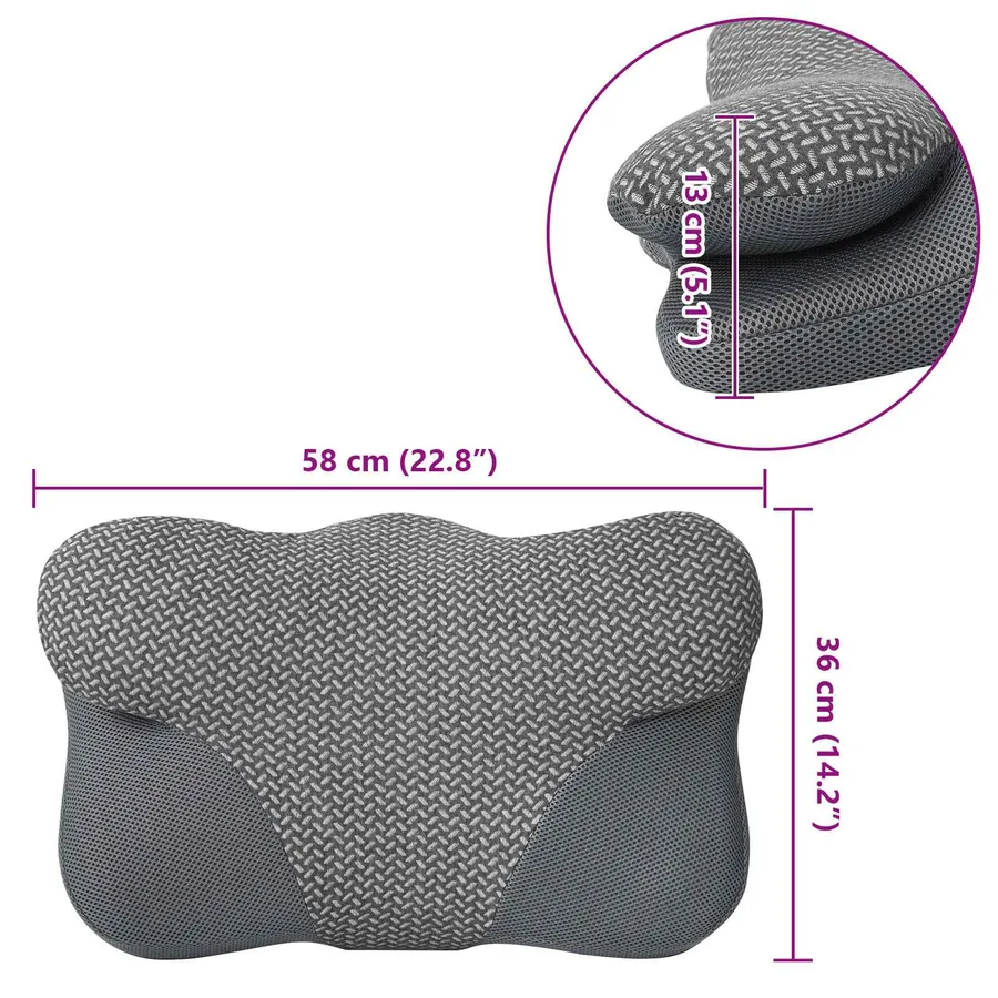 Coussin cervical Gris Mousse à mémoire de forme 58 x 36 x 13 cm - 12