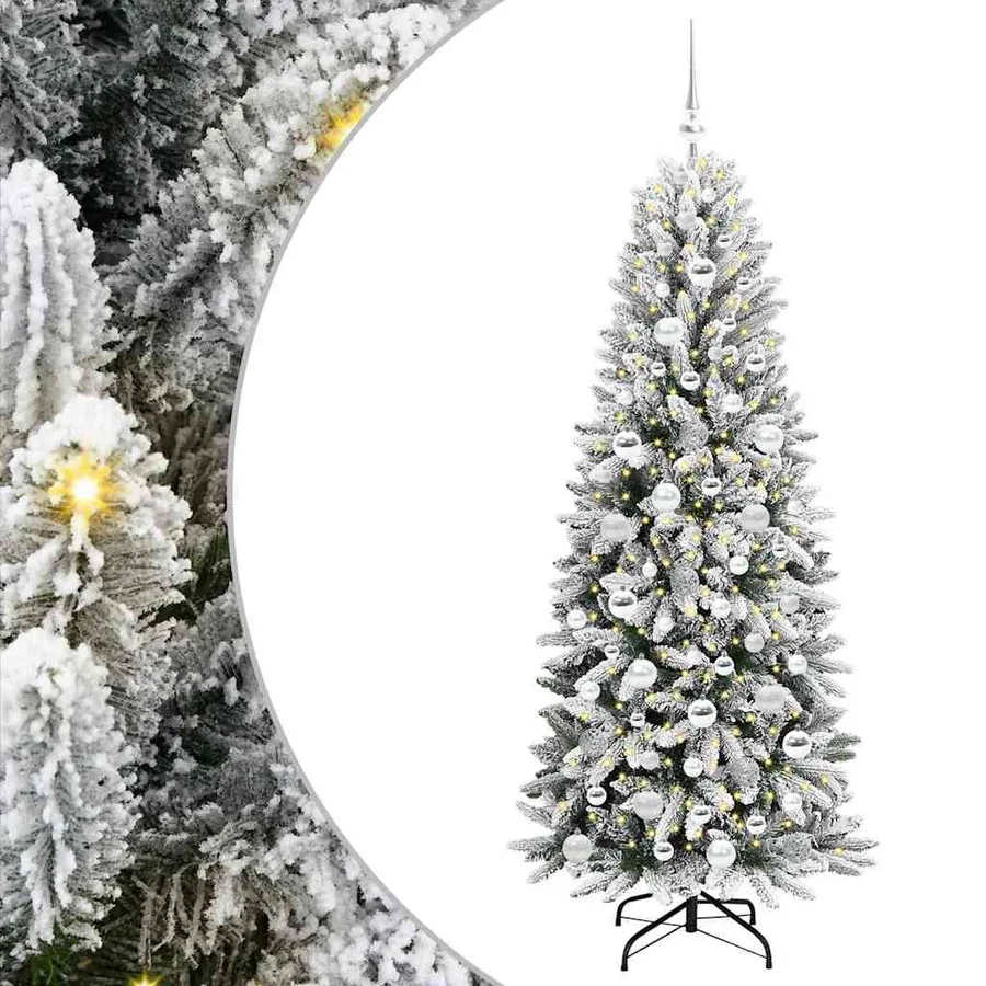 Sapin de Noël artificiel avec 300 LED avec support Blanc 180 cm - 2