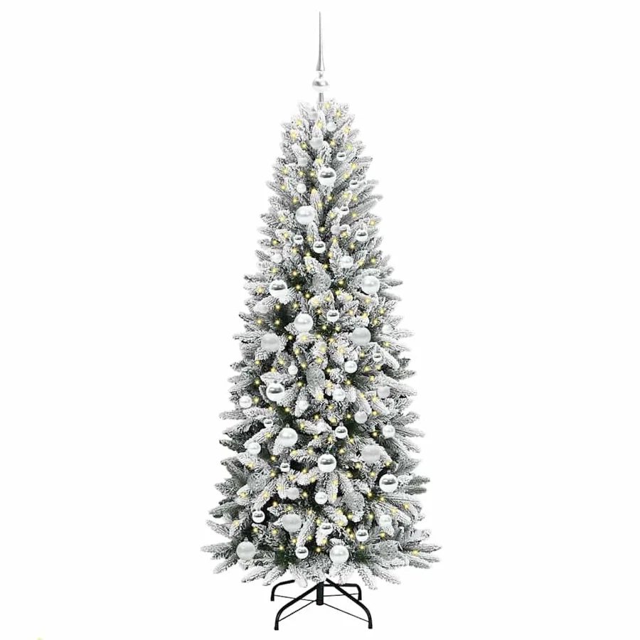 Sapin de Noël artificiel avec 300 LED avec support Blanc 180 cm - 3