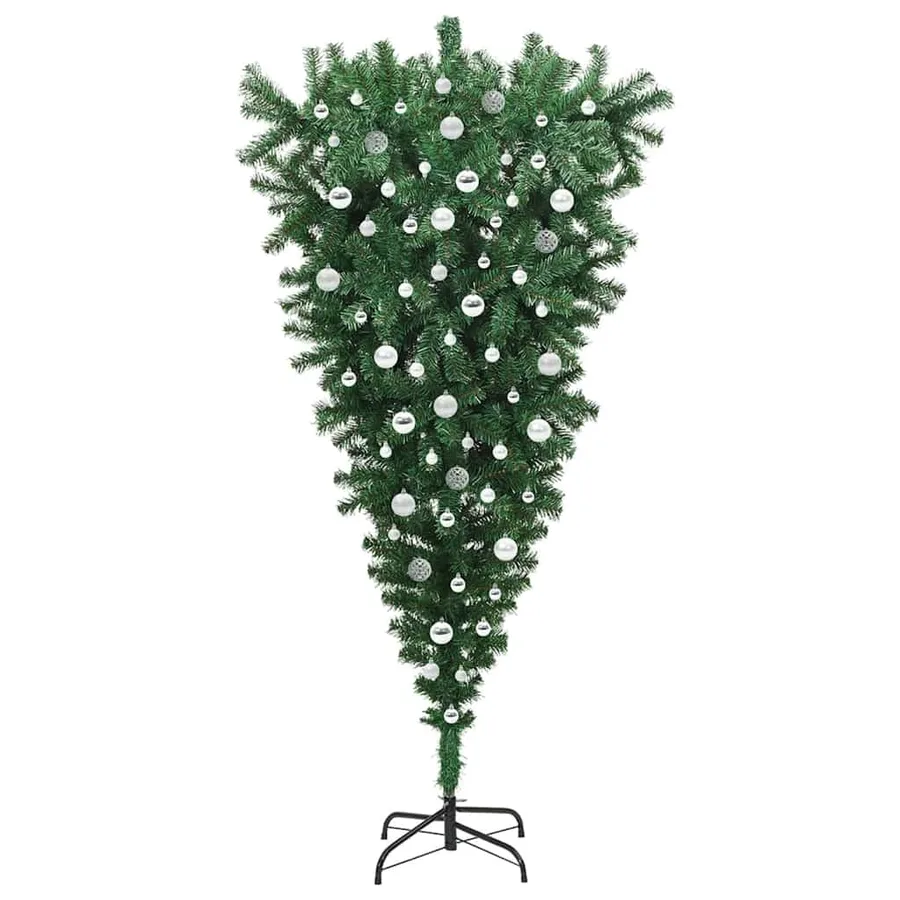 Sapin de Noël artificiel pré-éclairé à l'envers avec ensemble de boules - 4