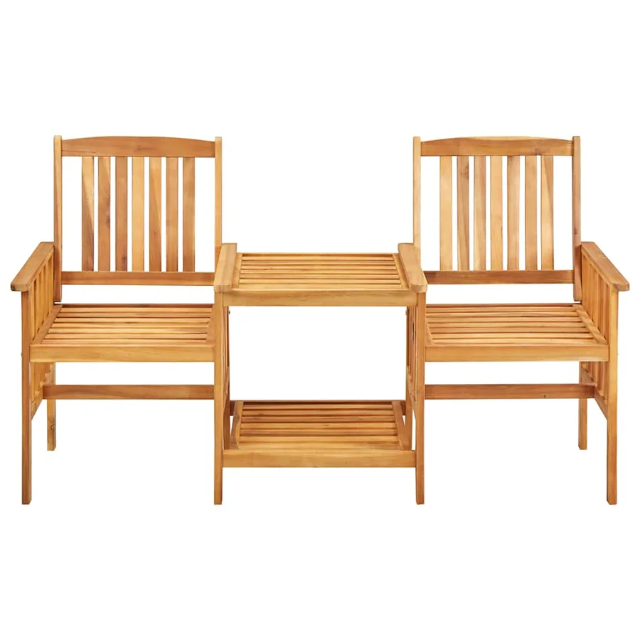 Chaises de jardin avec table à thé 159x61x92 cm Bois d'acacia - 2