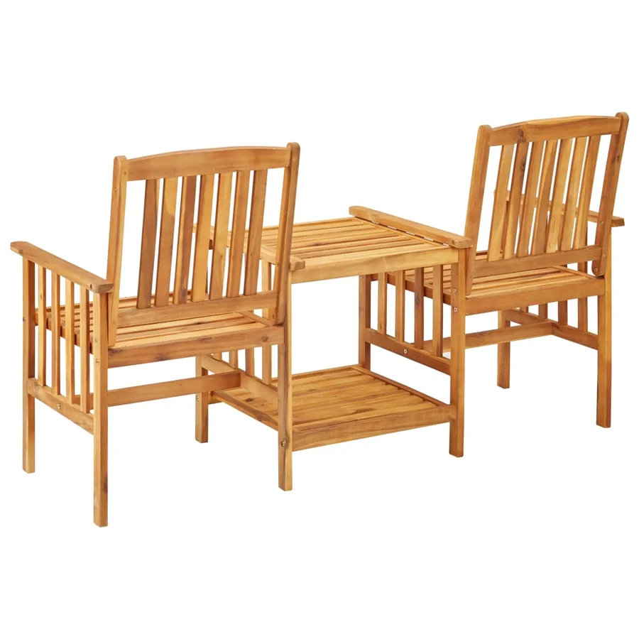 Chaises de jardin avec table à thé 159x61x92 cm Bois d'acacia - 4