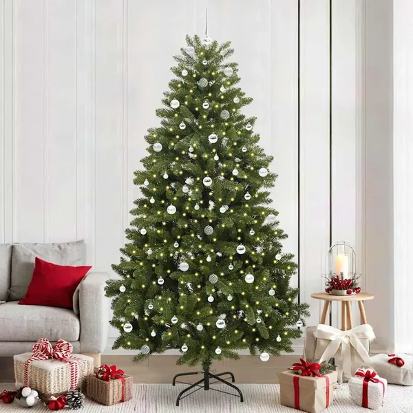 Sapin de Noël artificiel avec 300 LED Vert 240 cm PVC et métal