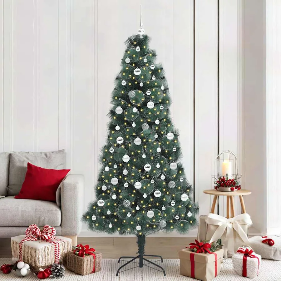 Sapien de Noël artificiel pré-éclairé avec ensemble de boules