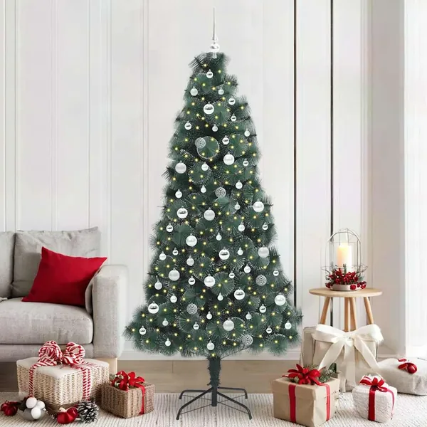 Sapien de Noël artificiel pré-éclairé avec ensemble de boules