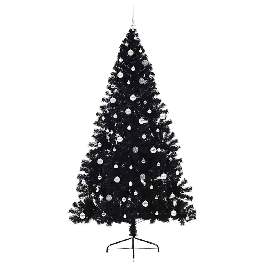 Sapin de Noël artificiel pré-éclairé Noir 240 cm PVC - 4