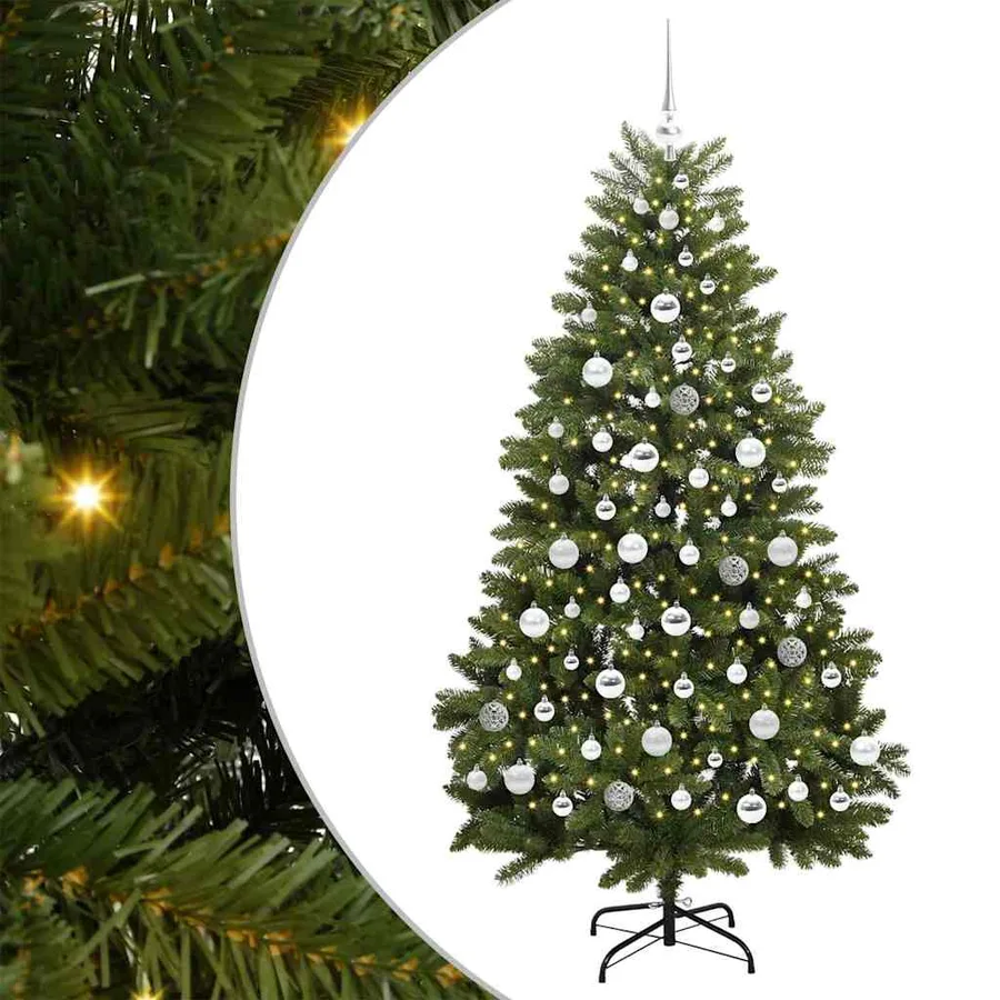 Sapin de Noël artificiel avec 300 LED Vert 180 cm PVC et métal - 2