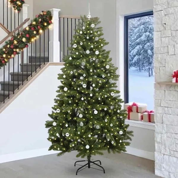 Sapin de Noël artificiel avec 300 LED Vert 270 cm PVC et métal