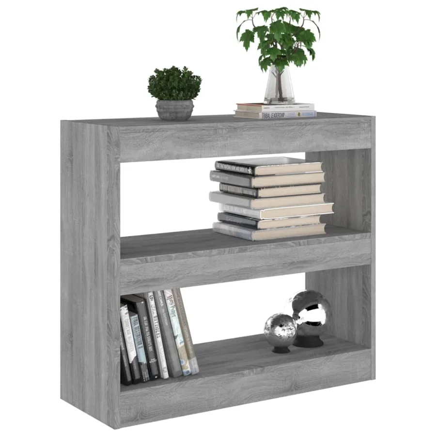 Bibliothèque/Séparateur de pièce sonoma gris 80x30x72 cm - 5