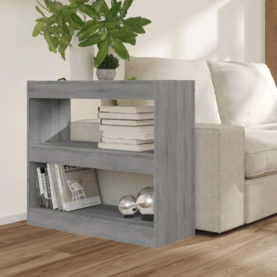 Bibliothèque/Séparateur de pièce sonoma gris 80x30x72 cm - 6