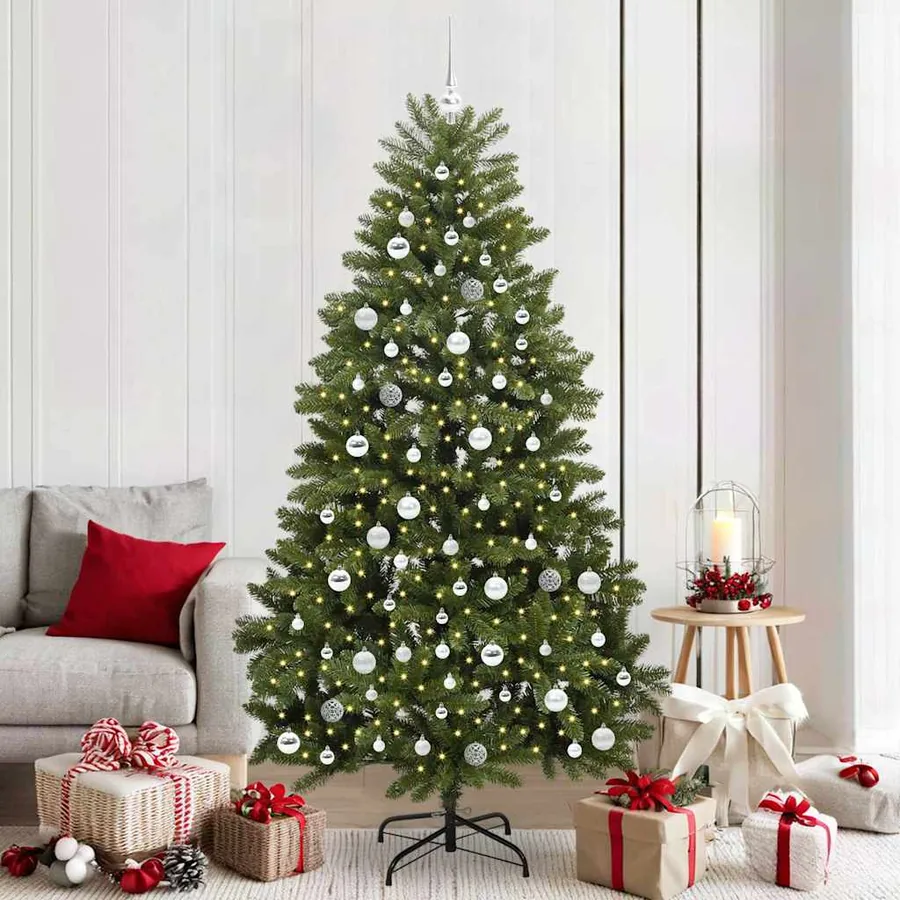 Sapin de Noël artificiel avec 300 LED Vert 210 cm PVC et métal