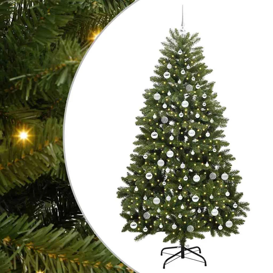 Sapin de Noël artificiel avec 300 LED Vert 210 cm PVC et métal - 2