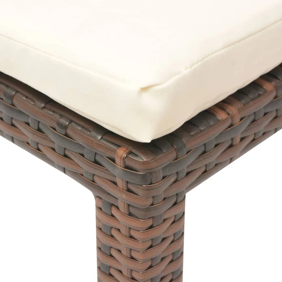 Chaise longue avec coussin Résine tressée Marron - 7