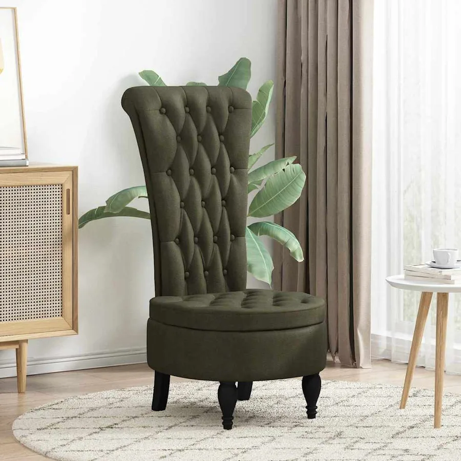 Fauteuil à pantoufle Vert armée 56,5 x 70 x 110 cm Simili daim - 3