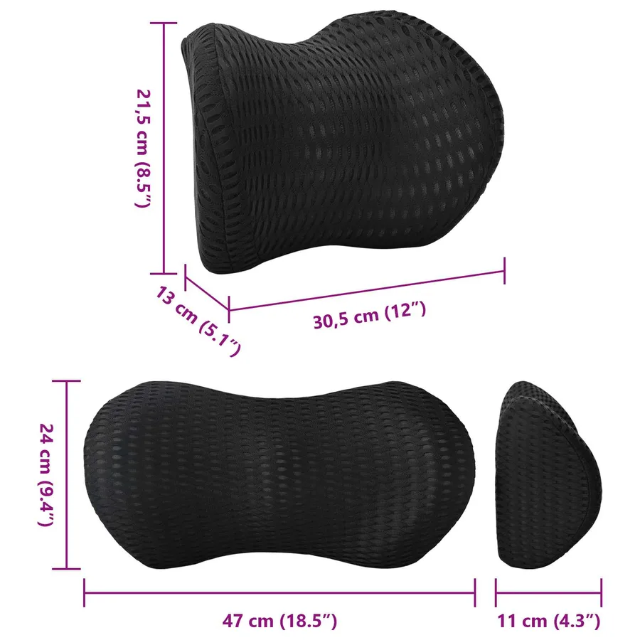 Coussin cervical, Coussin dorsal Noir Mousse à mémoire de forme - 10