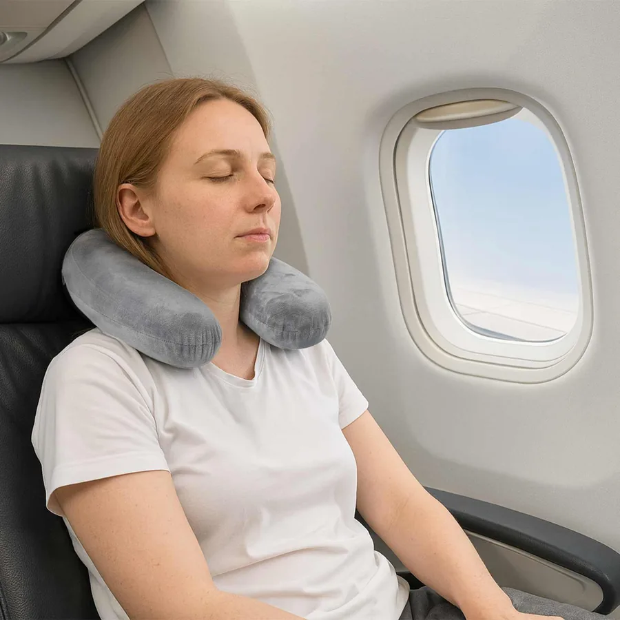 Coussin de voyage pour le cou Gris Mousse à mémoire de forme