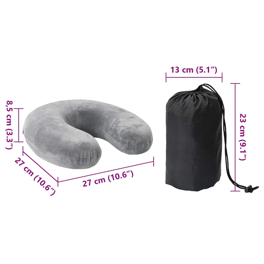 Coussin de voyage pour le cou Gris Mousse à mémoire de forme - 12