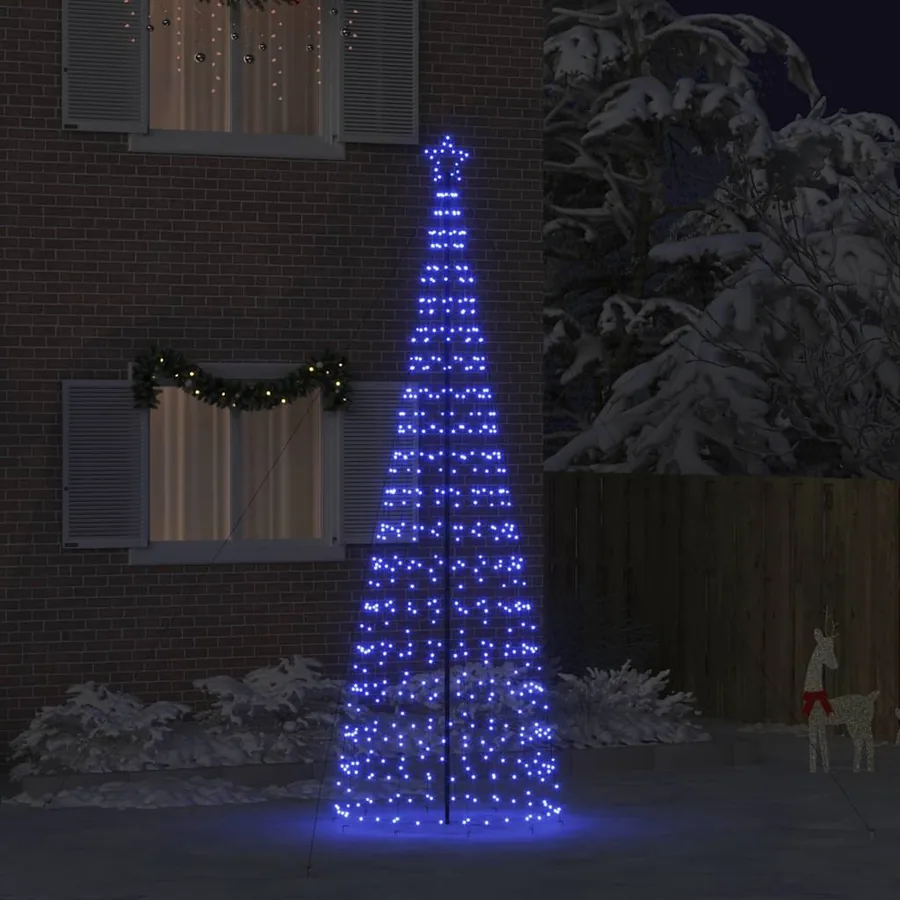 Arbre de Noël LED avec piquets au sol Bleu 400 cm Fer